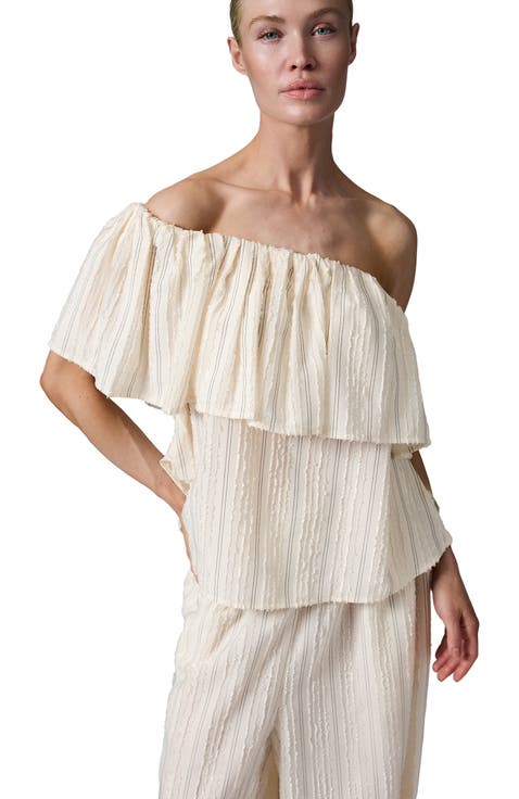 Hera Raw Stripe Bardot Top