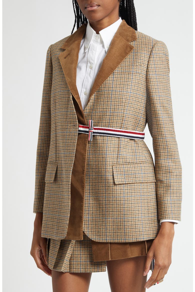 Check Wool Blazer with Removable Vest, Alternate, color, BROWN