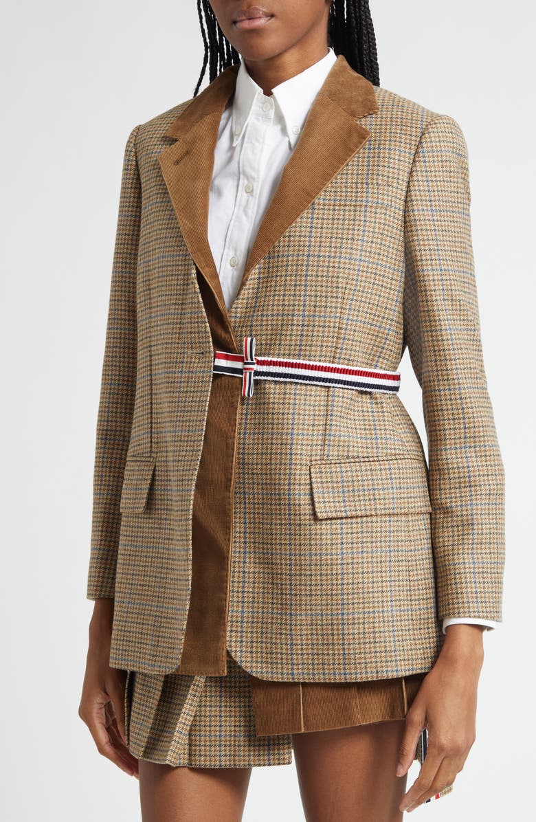 Thom Browne Check Wool Blazer with Removable Vest, Alternate, color, Brown