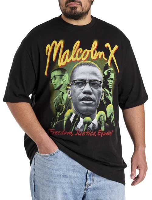 True Nation By Dxl Big & Tall Malcom X Graphic Tee In Black