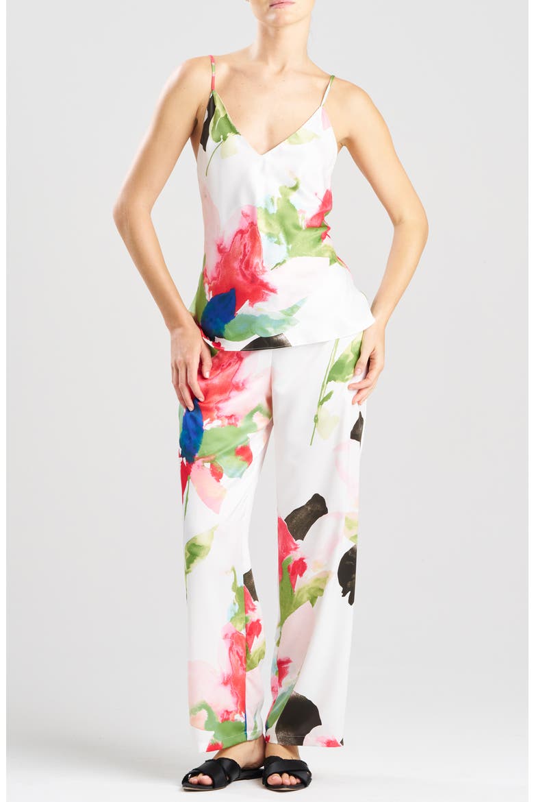 Calypso Charmeuse Pajamas, Main, color, WHITE MULTI