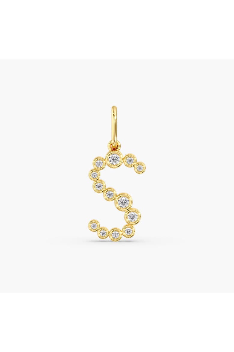 Bezel Letter "S" Lab Diamond Charm in 14K, Main, color, Yellow Gold