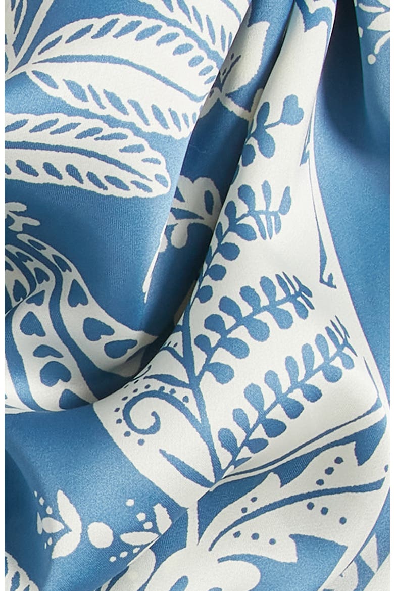 Bird & Floral Print Scarf, Alternate, color, BLUE MEDIUM
