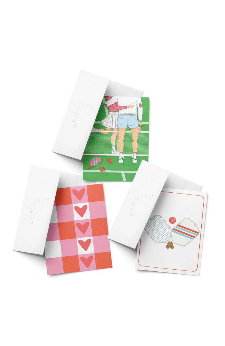 Ramus & Co Love/Valentine's Assorted Greeting Card Pack (3ct) "Pickleball Couple, Heart Plaid, Pickleball", Main, color, Multi-Pack