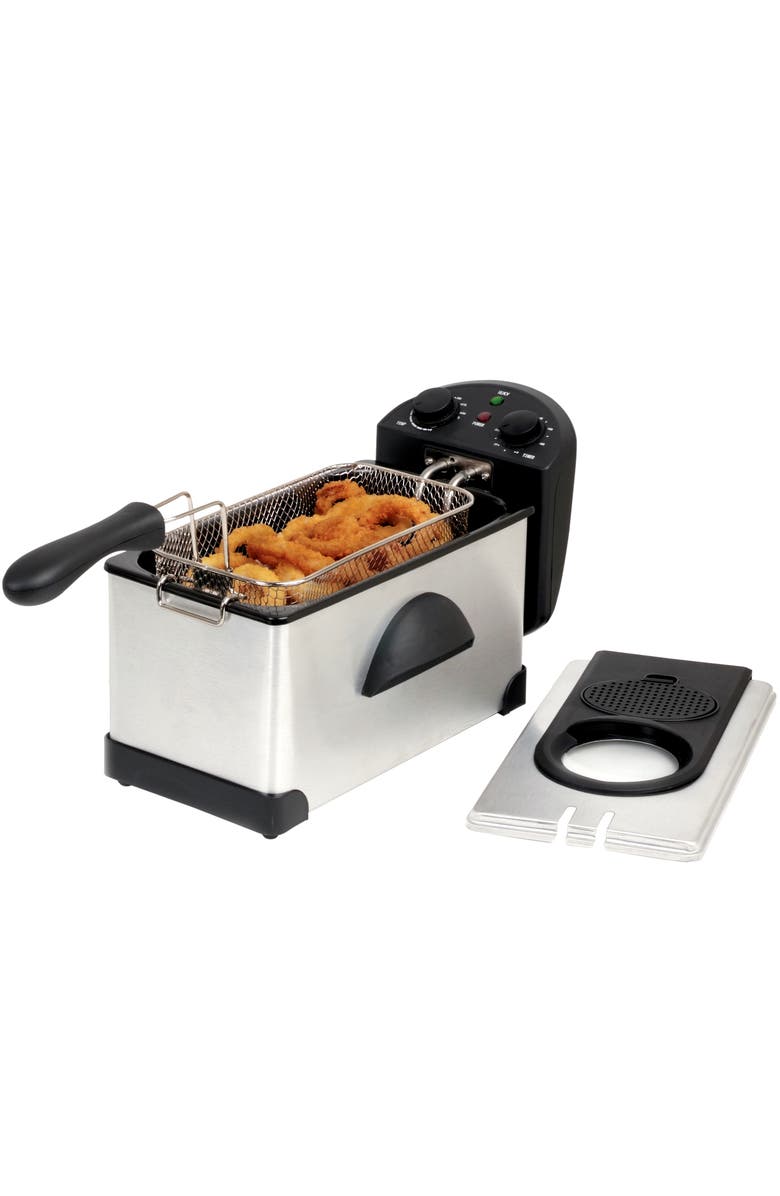 Megachef 3.17 Quart Stainless Steel Electric Deep Fryer with Timer, Alternate, color, Grey