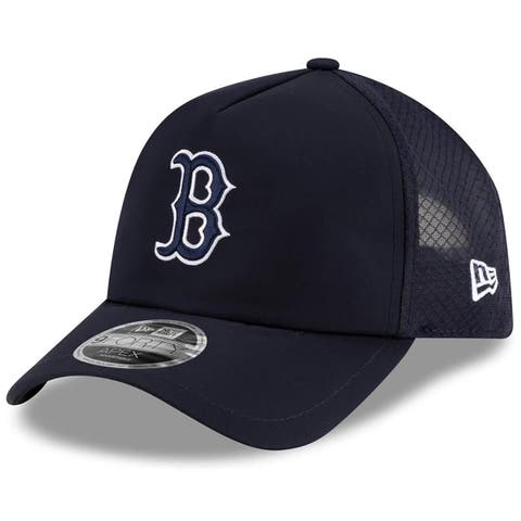 Men's New Era Navy Boston Red Sox 2026 Batting Practice Apex 9FORTY Adjustable Trucker Hat