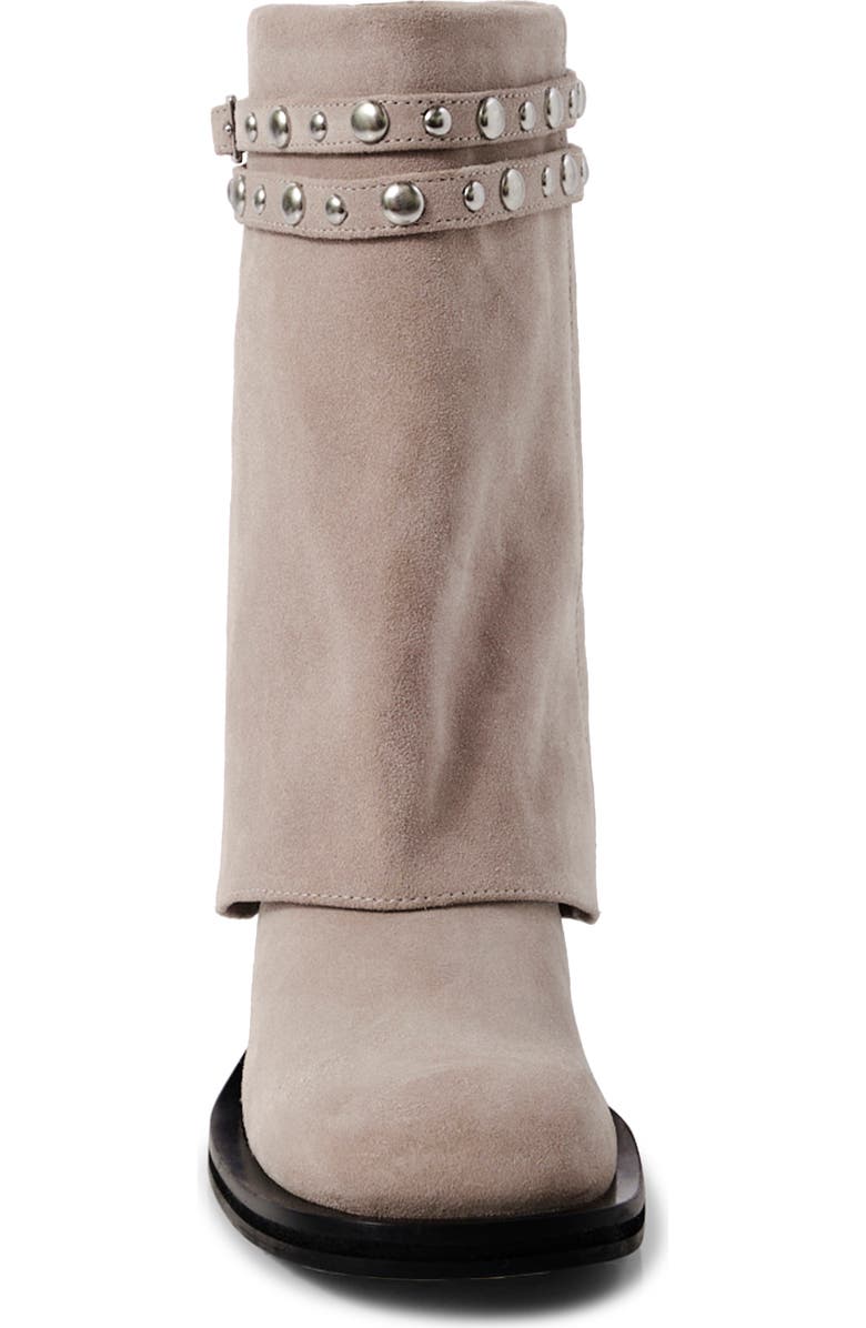 Free People Scorpio Studded Foldover Bootie, Alternate, color, Dust Bunny Suede