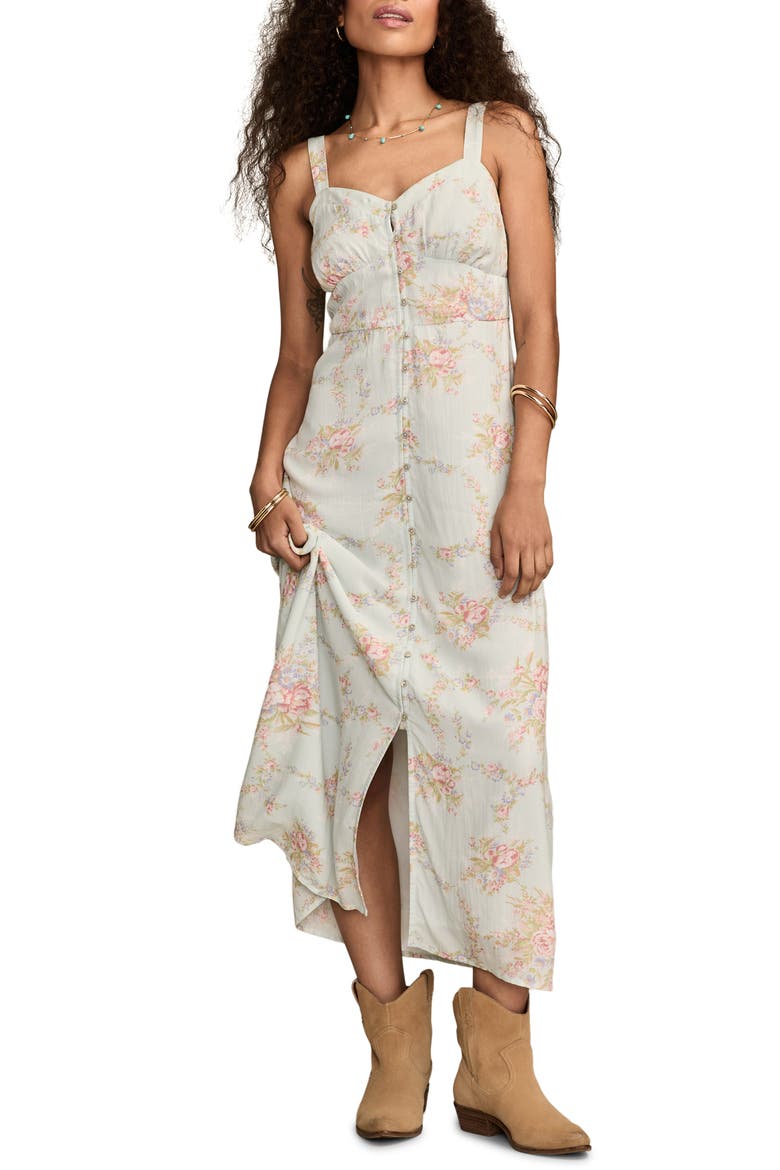 Floral Button-Up Midi Dress, Main, color, BLUE FLORAL