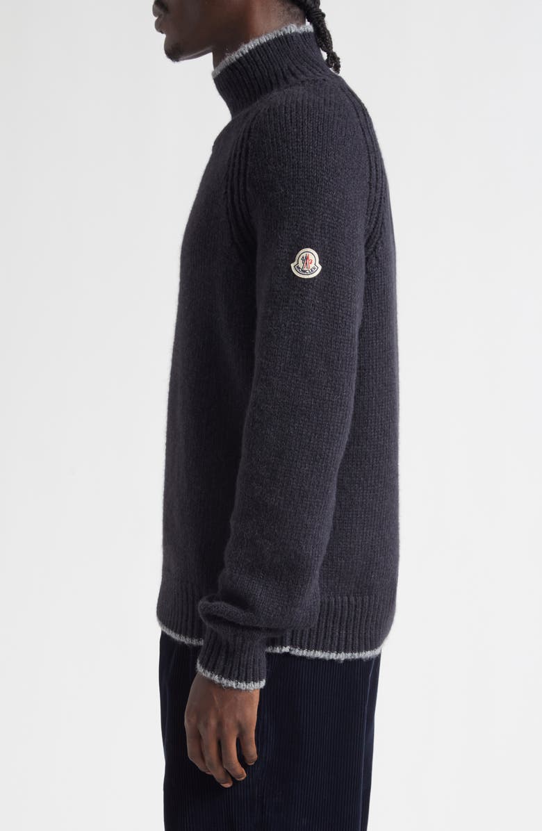Moncler Tipped Alpaca & Wool Blend Mock Neck Sweater, Alternate, color, Black
