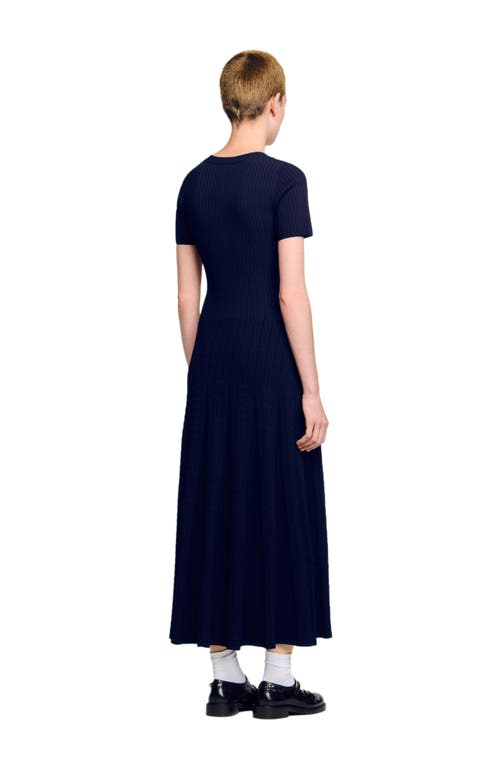Sandro Knit Maxi Dress In Blue