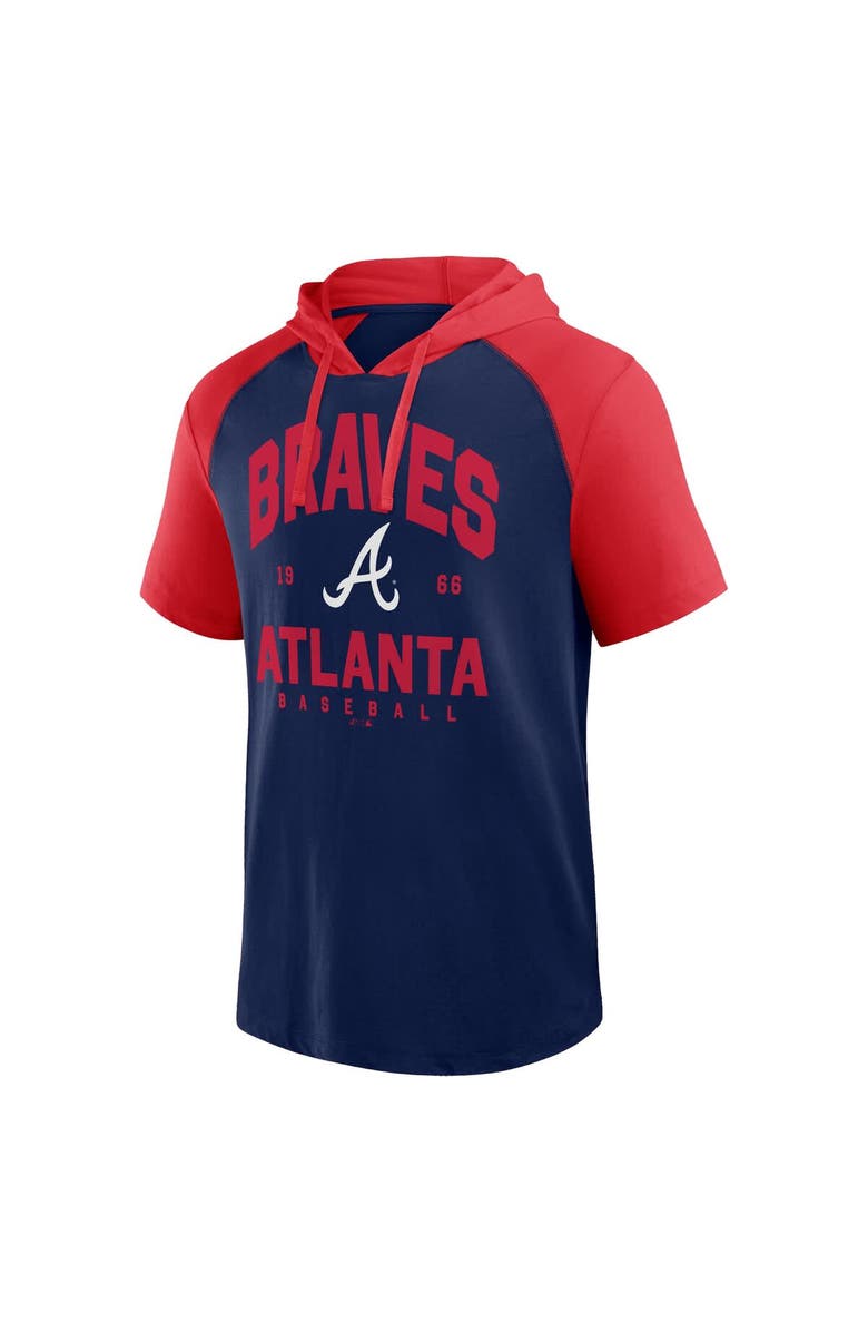 PROFILE Men's Profile Navy Atlanta Braves Big & Tall Short Sleeve Pullover Hoodie, Alternate, color, 
