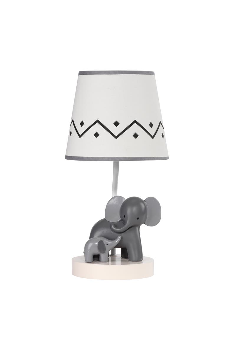 Lambs & Ivy Me & Mama Elephant Nursery Lamp with Shade & Bulb, Main, color, Gray