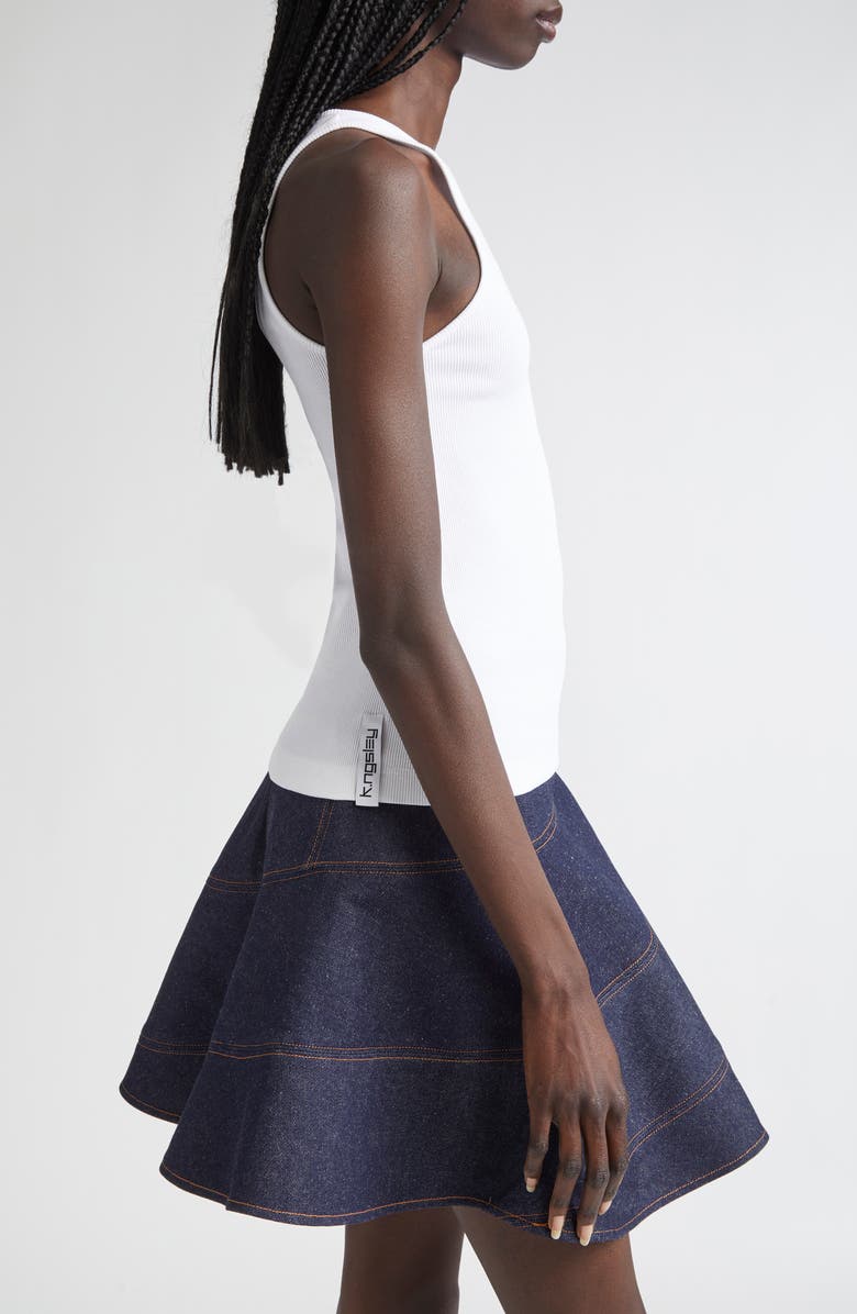 K.NGSLEY Gender Inclusive Romain Cutout Rib Tank, Alternate, color, White