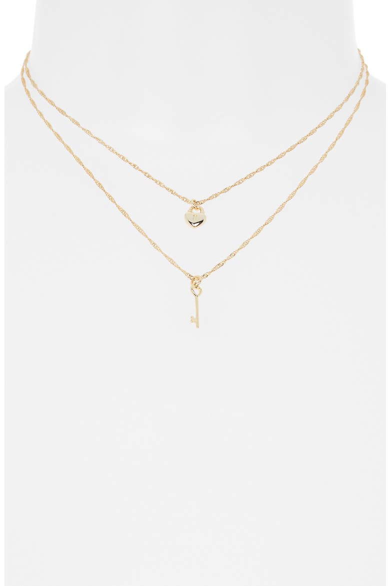 Together Is My Favorite Place To Be Set of 2 You & Me Lock Key Pendant Necklaces, Alternate, color, GOLD