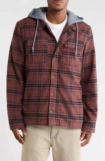 Plaid Faux Shearling Lined Hooded Shirt Jacket