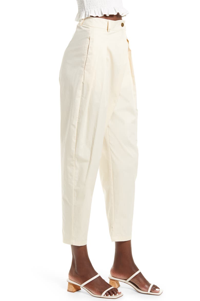 Tapered Cotton Trousers, Alternate, color, BEIGE
