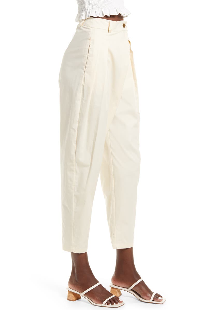 Amy Lynn Tapered Cotton Trousers, Alternate, color, Beige