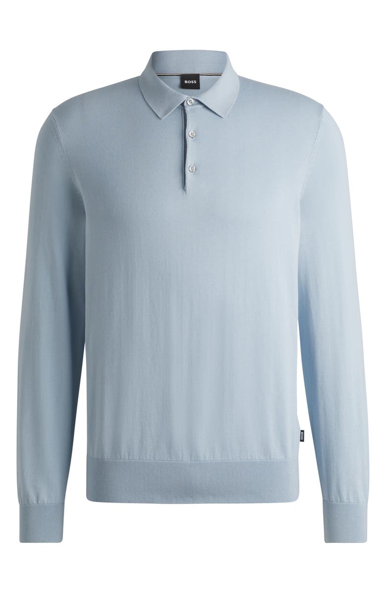 BOSS Gemello Cotton Polo Sweater, Alternate, color, Light Blue