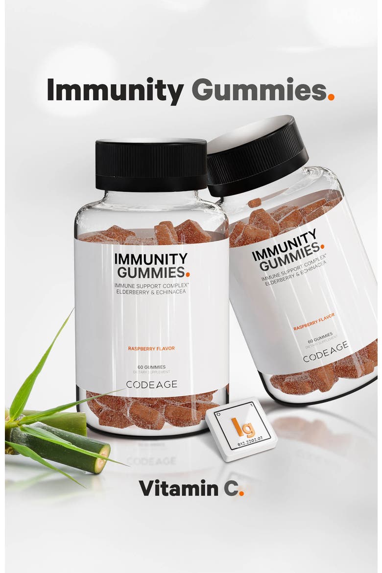 Immunity Gummies + Vitamin C Vegan Supplement, Alternate, color, White