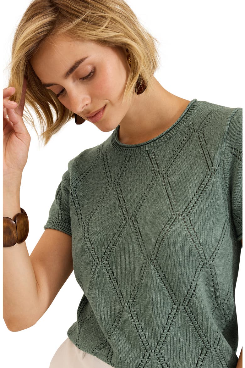 Diamond Stitch Sweater, Alternate, color, DUSTY SAGE