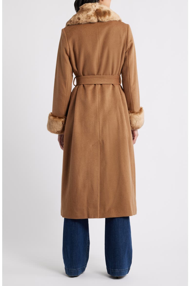 Wool Blend Coat with Faux Fur Trim, Alternate, color, VICUNA