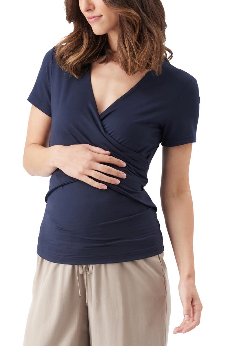 Ripe Maternity Luxe Knit Embrace Nursing Tee, Alternate, color, Navy