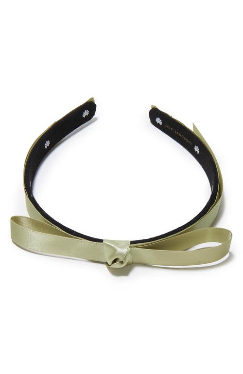 Lele Sadoughi Bardot Silk Blend Satin Ribbon Headband In Green