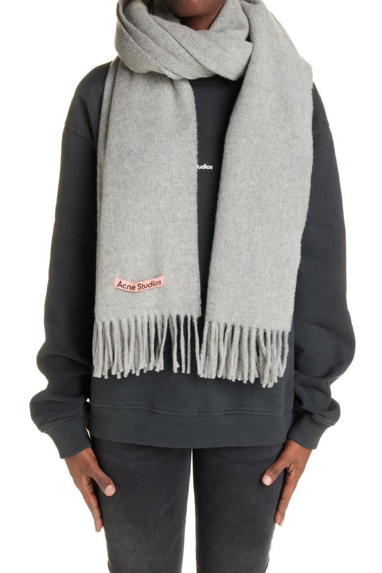 Canada Fringe Scarf, Alternate, color, LIGHT GREY MELANGE