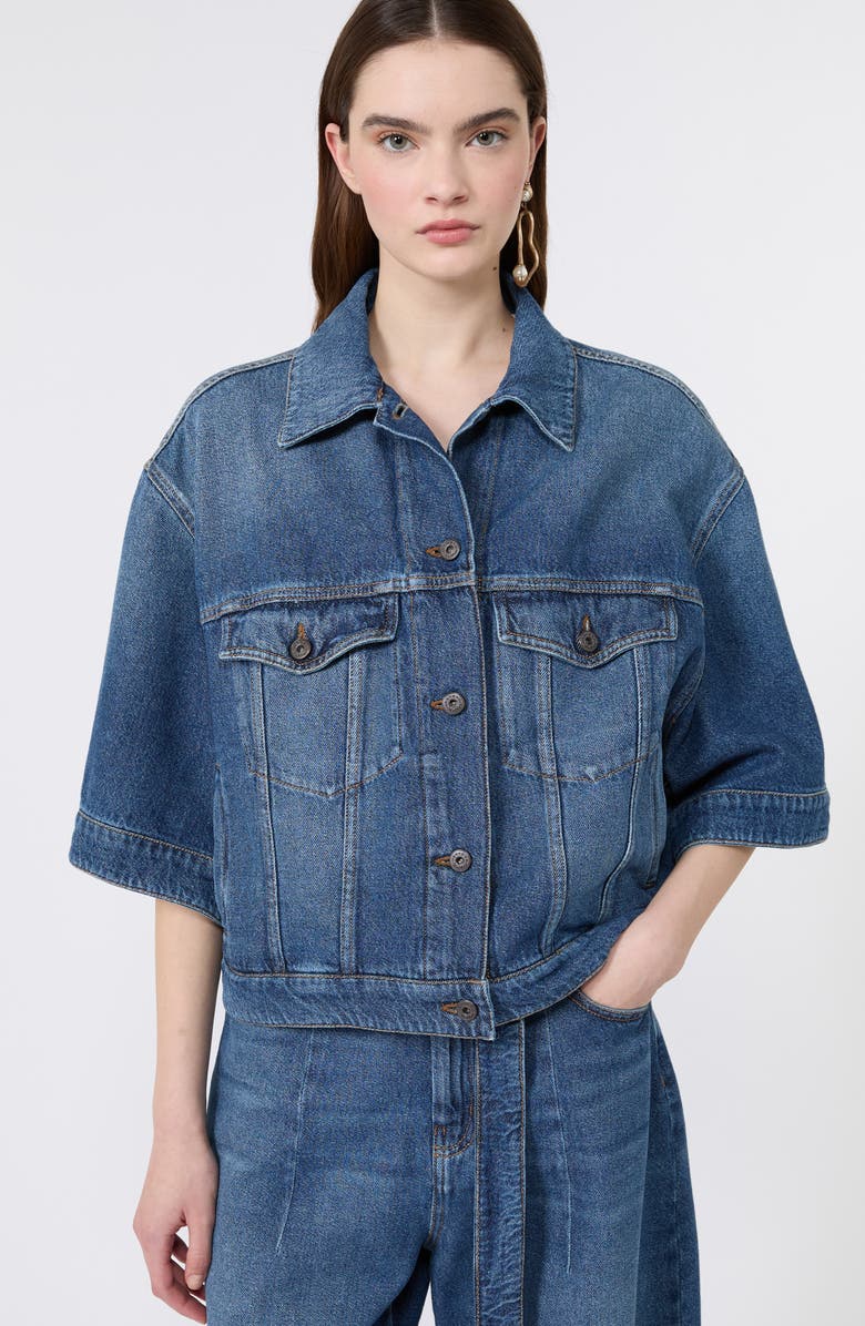 Weekend Max Mara Liuti Crop Denim Jacket, Alternate, color, Navy