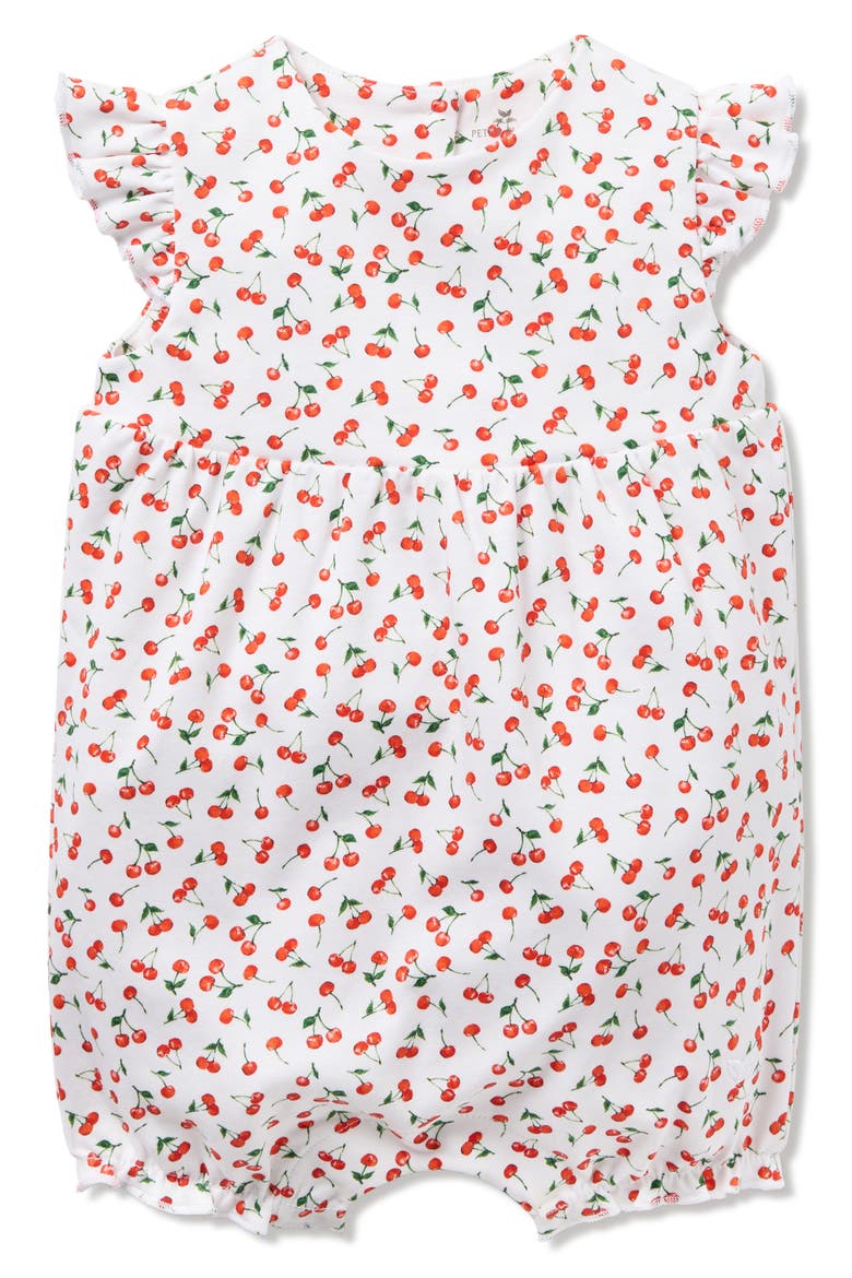 Cherry Orchard Pima Summer Romper, Main, color, WHITE