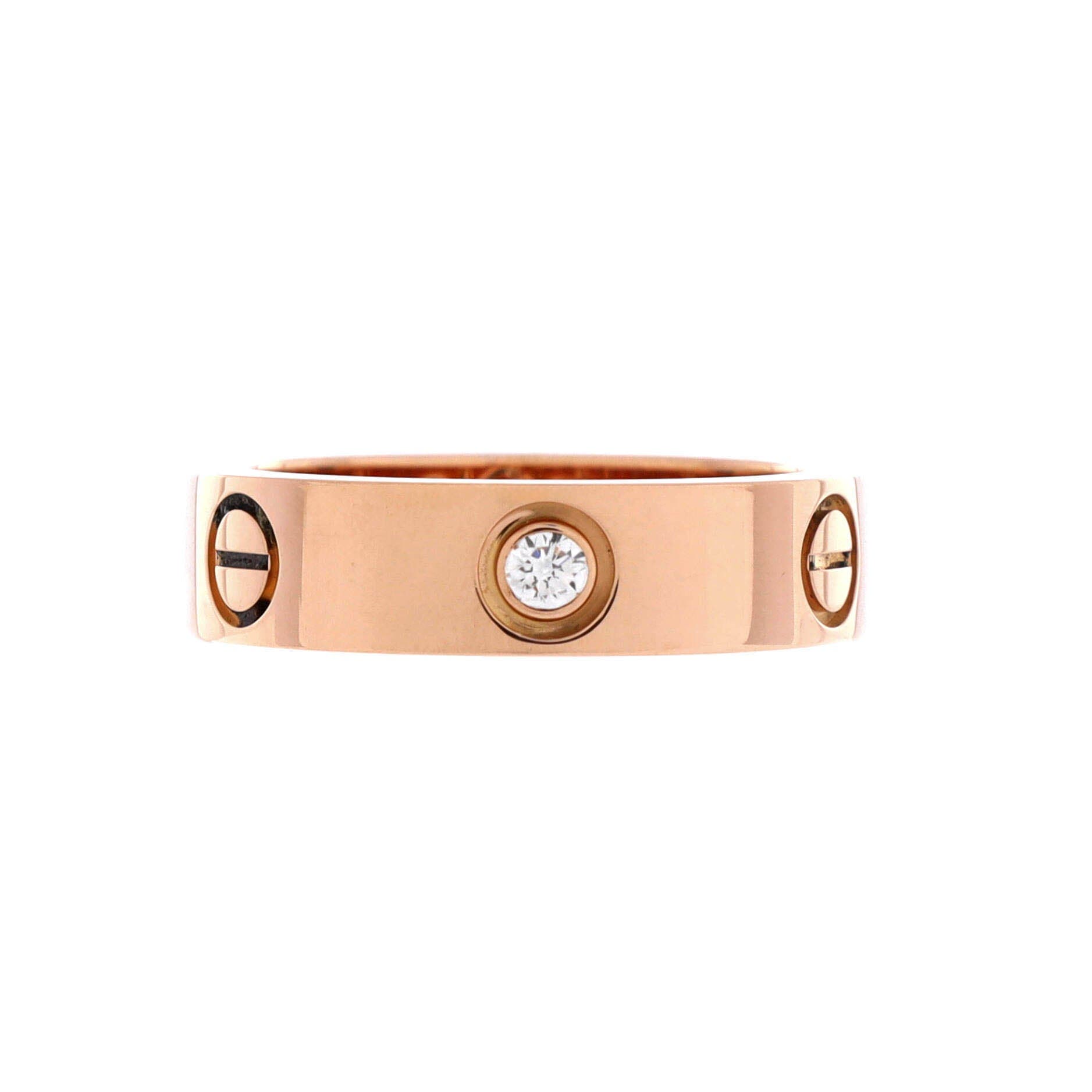 Love 3 Diamonds Band Ring 18K Rose Gold with Diamonds, Main, color, Metallic Gold