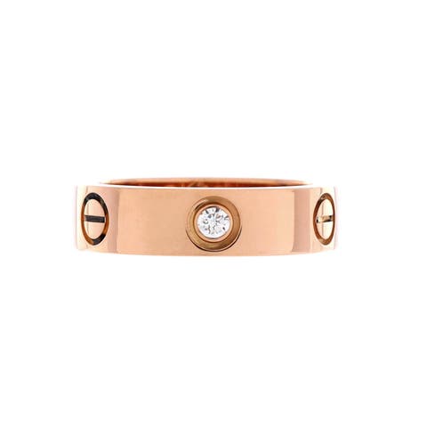 Love 3 Diamonds Band Ring 18K Rose Gold with Diamonds