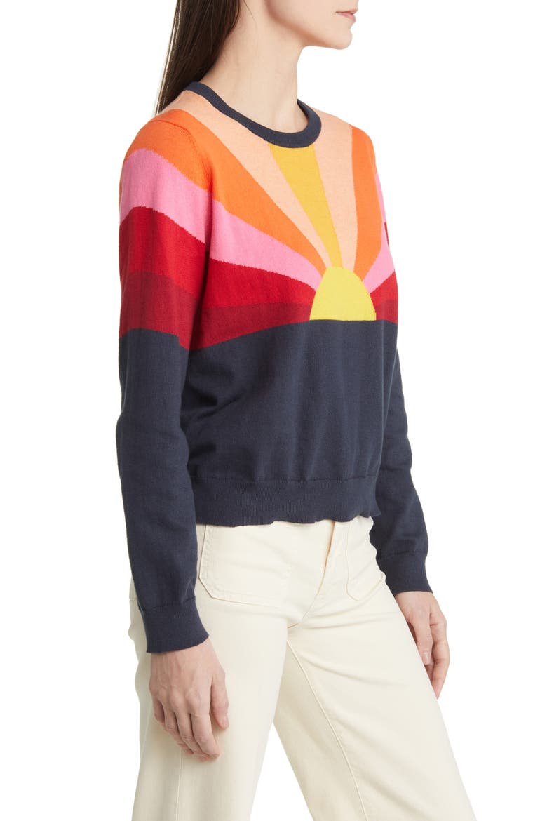 Sunset Icon Cotton Sweater, Alternate, color, NAVY SUNSET