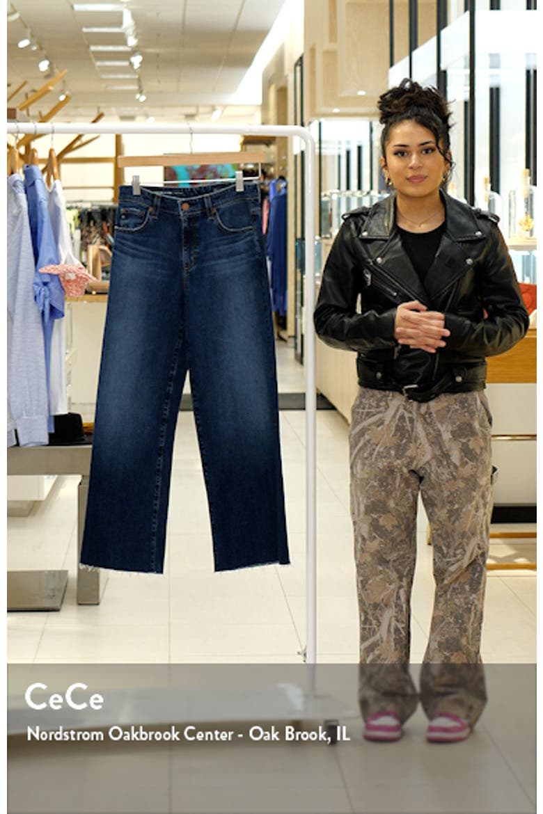 Saige Crop Raw Hem Wide Leg Jeans video