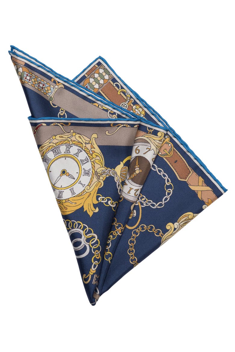 Like Clockwork - Silk Pocket Square for Men, Alternate, color, Navy