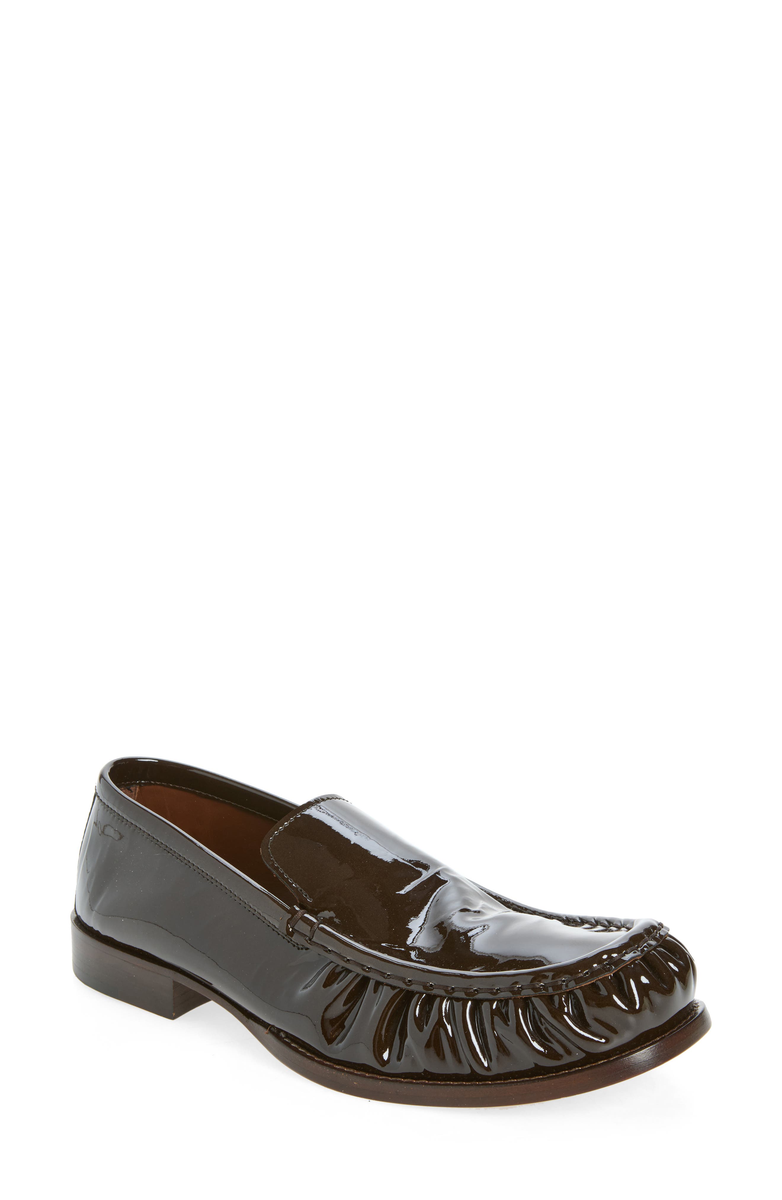 Crinkled Patent Leather Loafer, Main, color, 607 OLIVE
