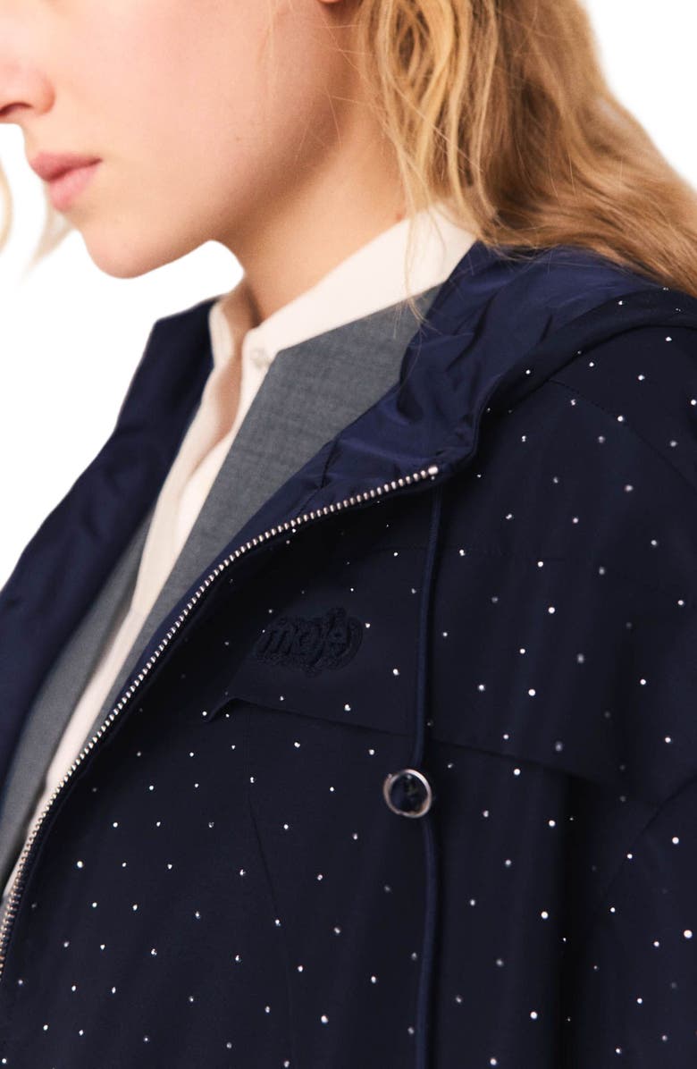 maje Hooded windbreaker with rhinestones, Alternate, color, Navy