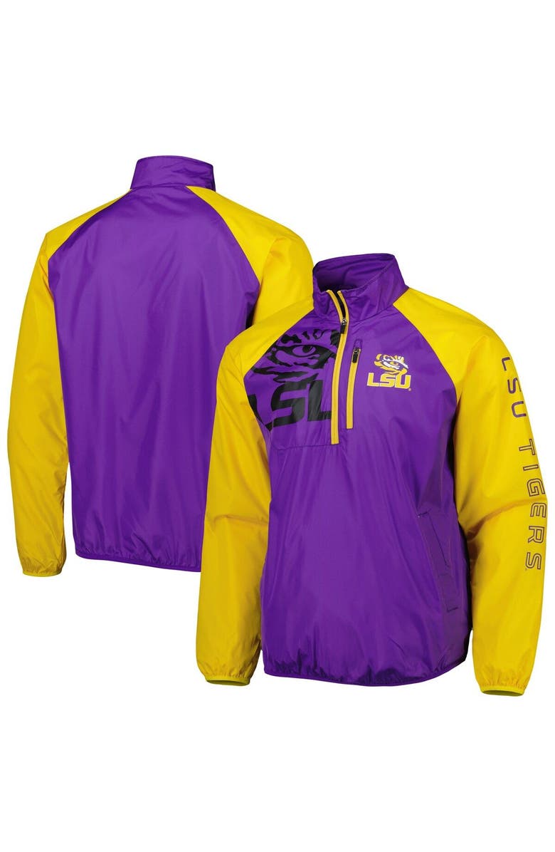 G-III SPORTS BY CARL BANKS Men's G-III Sports by Carl Banks Purple/Yellow LSU Tigers Point Guard Raglan Half-Zip Jacket, Main, color, Purple