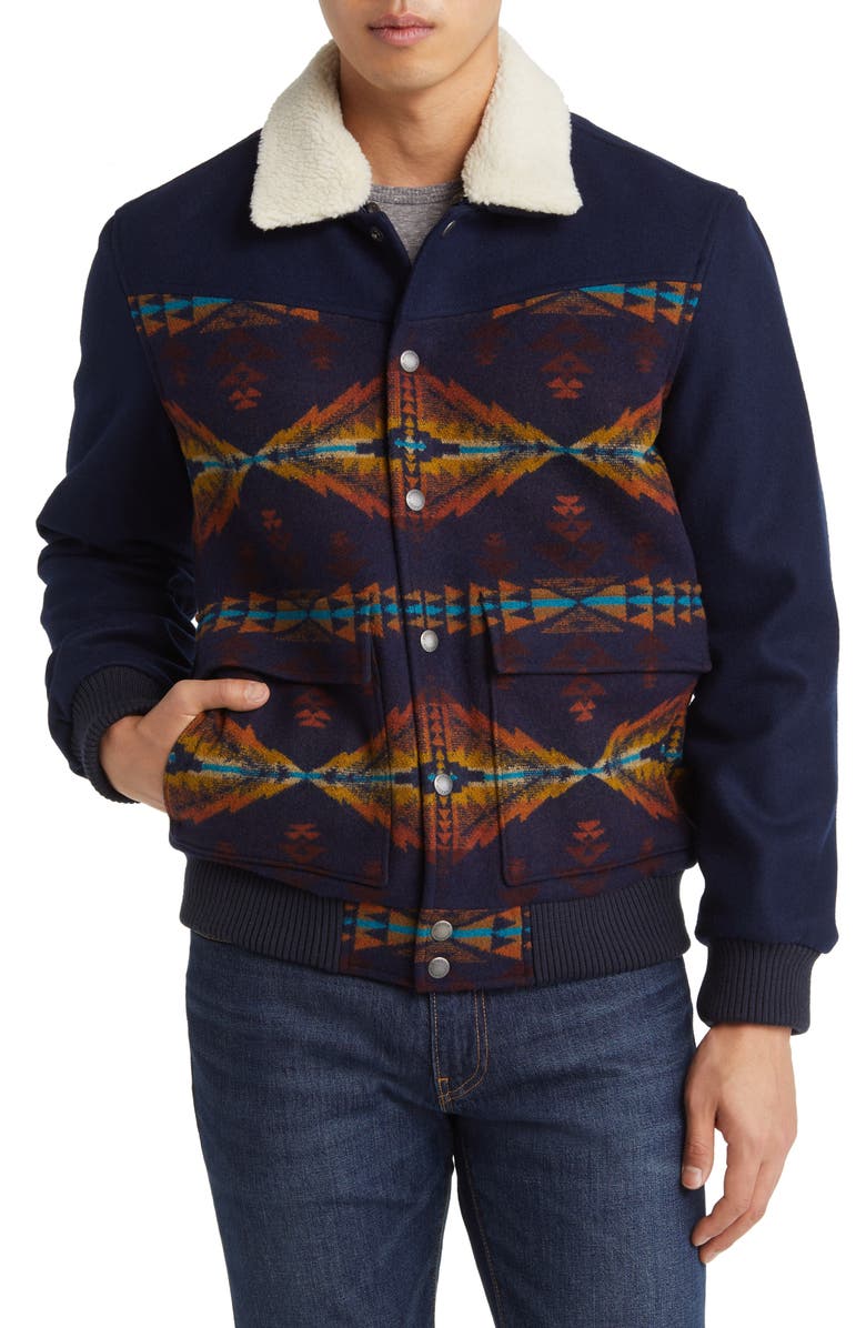 Pendleton Jacksonville Wool Coat with Faux Shearling Collar, Alternate, color, 