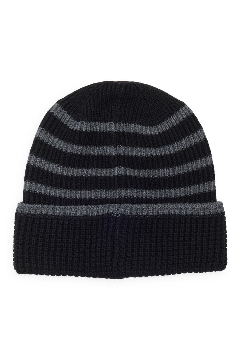 Heritage Stripe Cuff Beanie, Alternate, color, CAVIAR