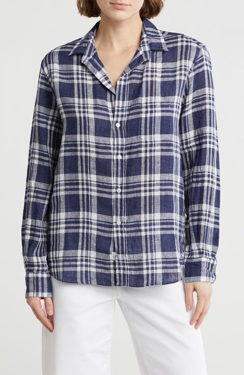 Eileen Relaxed Fit Plaid Linen Button-Up Shirt