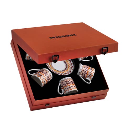 Coffee Cup & Saucer Set Of 6 In Luxury Box