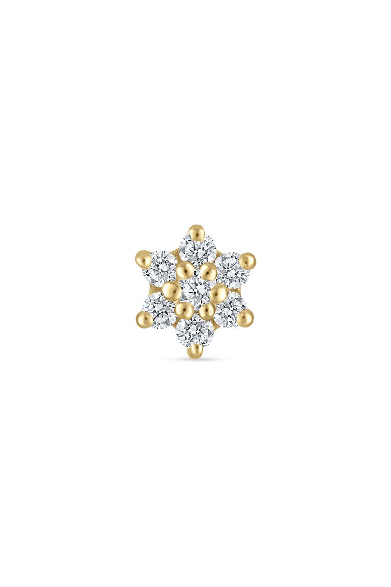 Diamond Flower Single Stud Earring, Alternate, color, YELLOW GOLD
