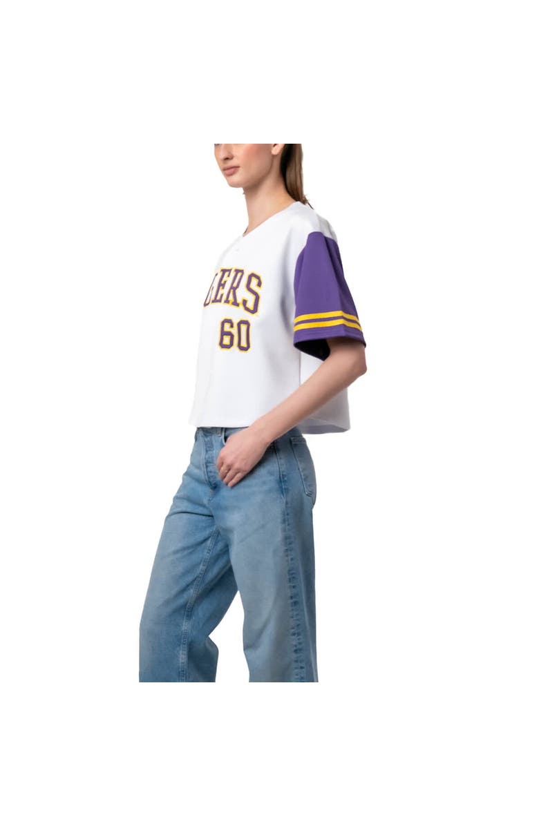 Established & Co. Women's Established & Co. White LSU Tigers Baseball Jersey Cropped T-Shirt, Alternate, color, White