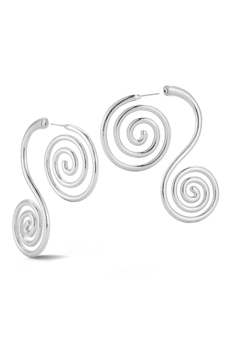 Silver Plated Swirl Drop Earrings, Main, color, SILVER