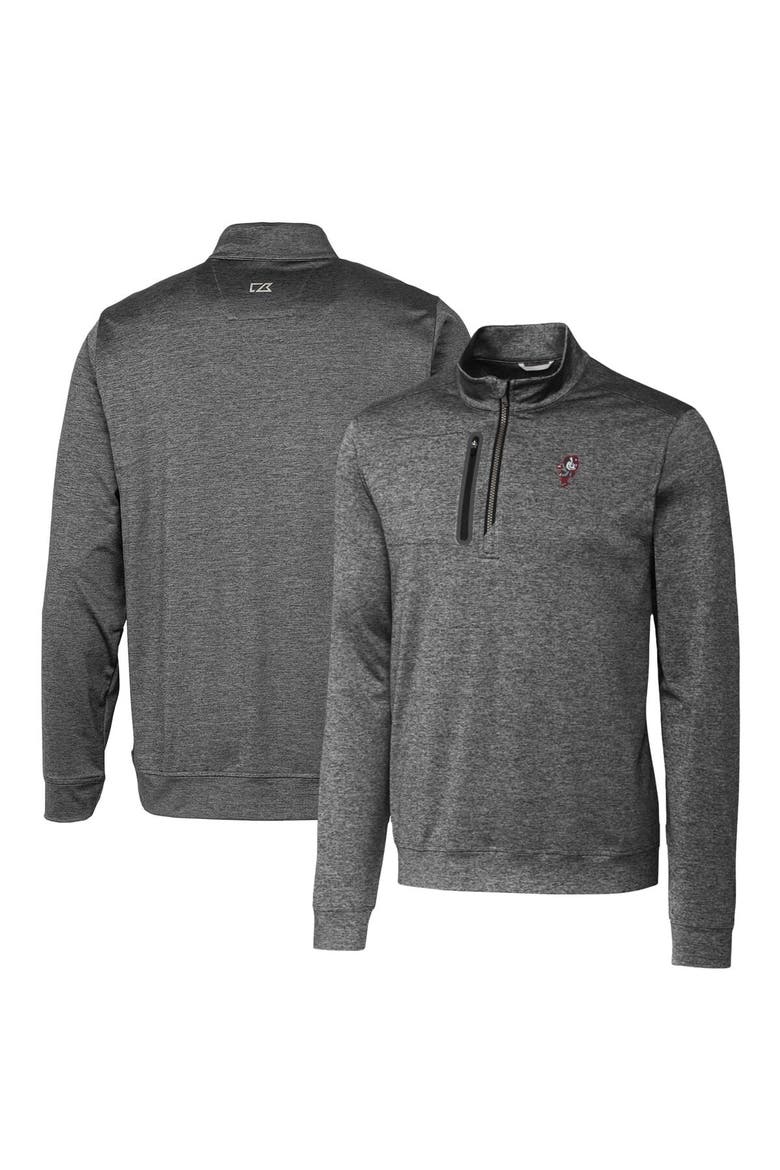 Men's Cutter & Buck Steel Ohio State Buckeyes Heathered Vault Stealth Quarter-Zip Pullover Top, Alternate, color, Steel