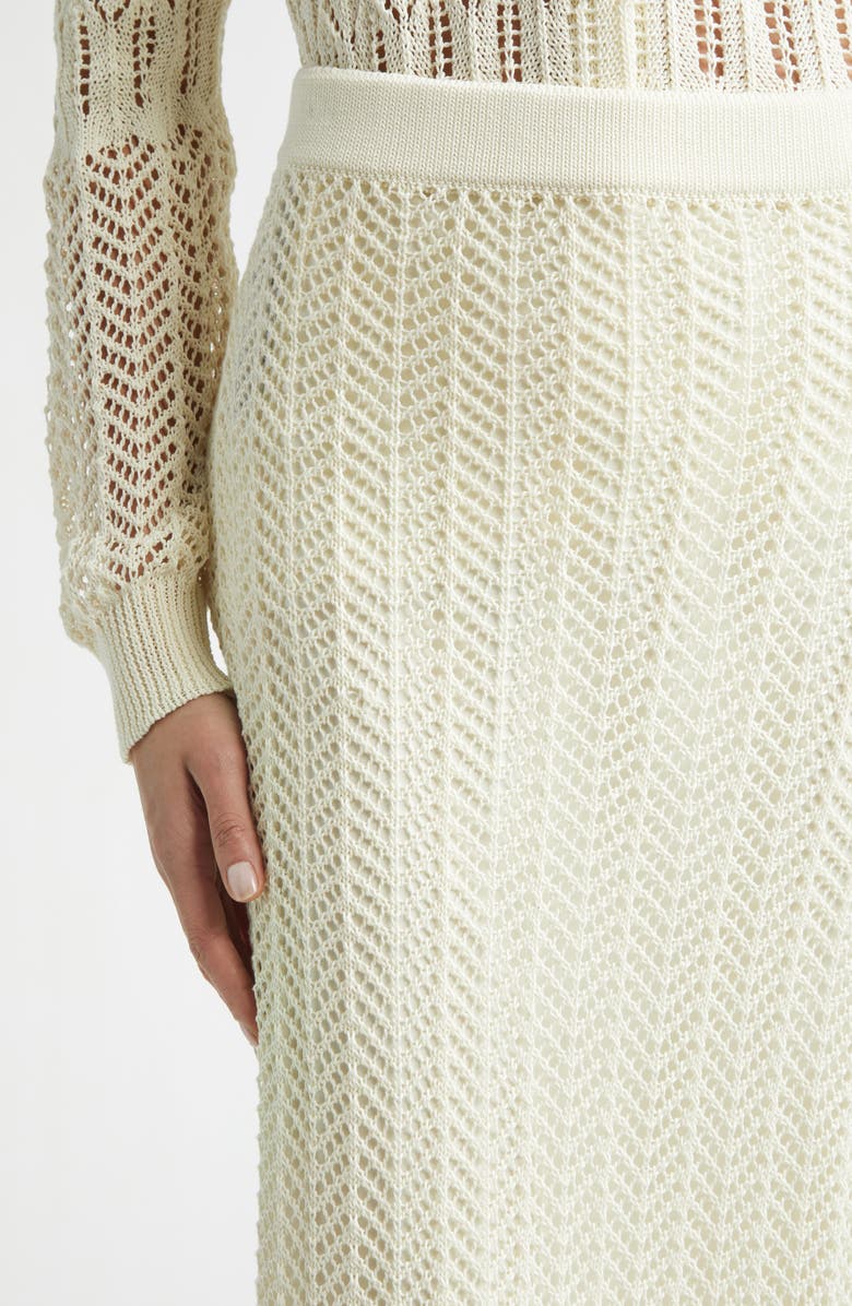 Jil Sander Cotton Crochet Midi Skirt, Alternate, color, Eggshell