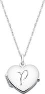 Tiny Blessings Sterling Silver Heart Locket & Engraved Initial 14-16" Necklace