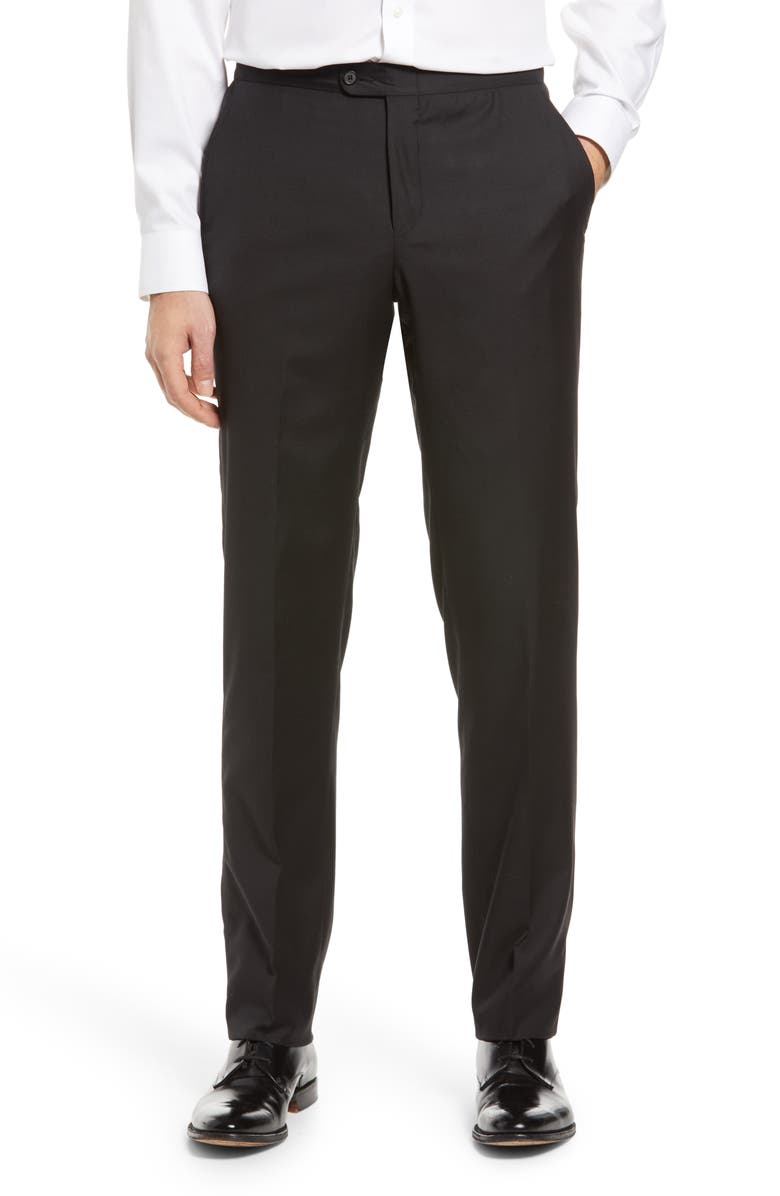 Heritage Gold Hickey Freeman Wool Flat Front Tuxedo Pants, Main, color, 