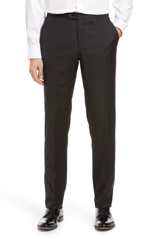 Heritage Gold Hickey Freeman Wool Flat Front Tuxedo Pants in Black 